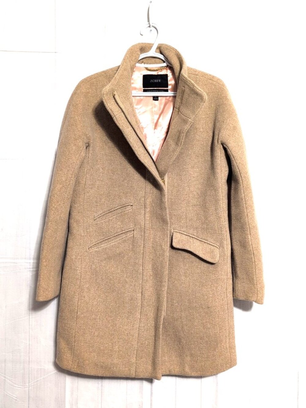 J. Crew Women's Italian Nello Gori Wool Blend Coat sz 4 VGC Camel Color Full Zip